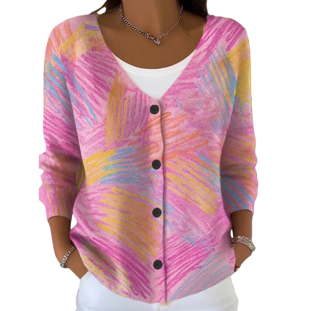 Womens Boho Floral Cardigan V-Neck Button-Up Sweater Outerwear Knited Sweater